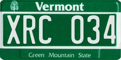 VT license plate XRC034