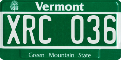 VT license plate XRC036