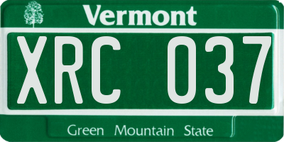 VT license plate XRC037