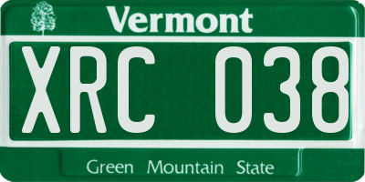 VT license plate XRC038