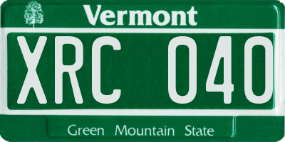 VT license plate XRC040