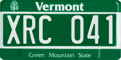 VT license plate XRC041