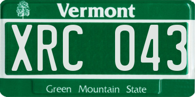 VT license plate XRC043