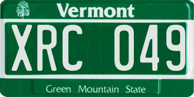VT license plate XRC049