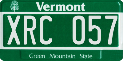 VT license plate XRC057
