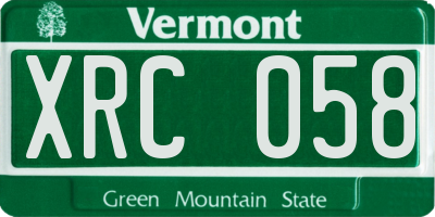 VT license plate XRC058