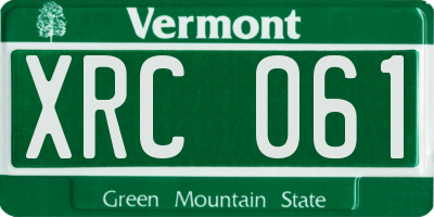VT license plate XRC061