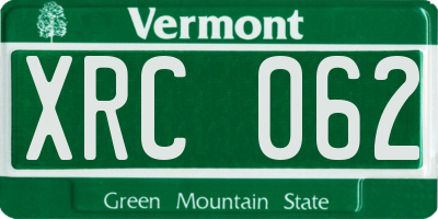 VT license plate XRC062