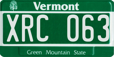 VT license plate XRC063