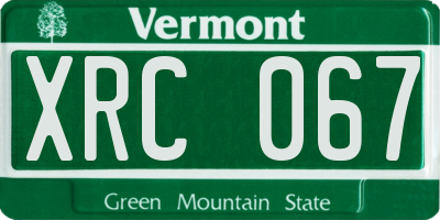 VT license plate XRC067