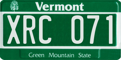 VT license plate XRC071