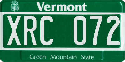 VT license plate XRC072