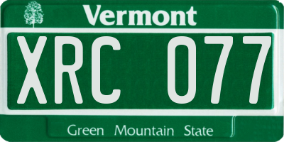 VT license plate XRC077