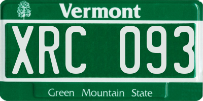 VT license plate XRC093