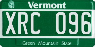 VT license plate XRC096