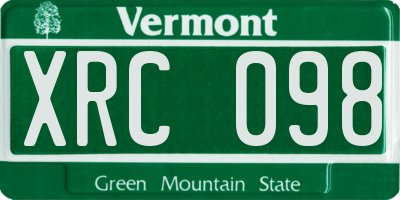 VT license plate XRC098