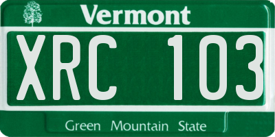 VT license plate XRC103