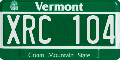 VT license plate XRC104