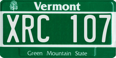 VT license plate XRC107