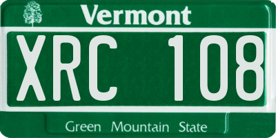VT license plate XRC108
