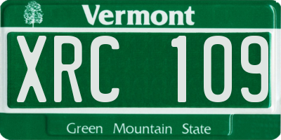 VT license plate XRC109