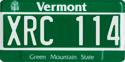 VT license plate XRC114