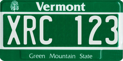VT license plate XRC123