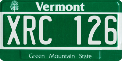 VT license plate XRC126