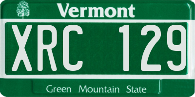 VT license plate XRC129