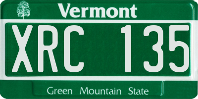 VT license plate XRC135