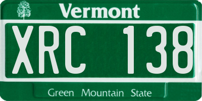 VT license plate XRC138