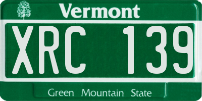 VT license plate XRC139