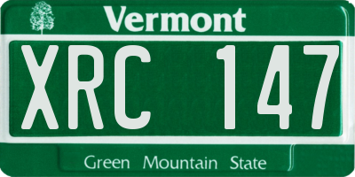 VT license plate XRC147