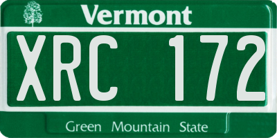 VT license plate XRC172