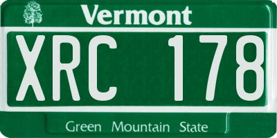 VT license plate XRC178