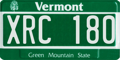 VT license plate XRC180
