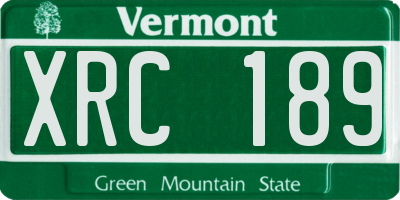 VT license plate XRC189