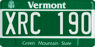 VT license plate XRC190