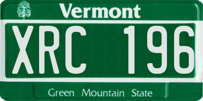 VT license plate XRC196