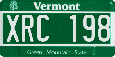 VT license plate XRC198