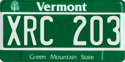 VT license plate XRC203