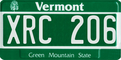 VT license plate XRC206