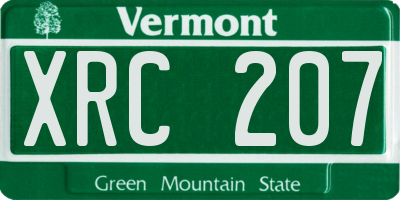 VT license plate XRC207