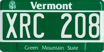 VT license plate XRC208
