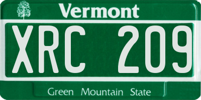 VT license plate XRC209