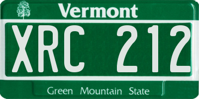 VT license plate XRC212