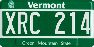 VT license plate XRC214