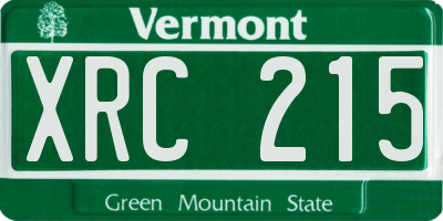 VT license plate XRC215