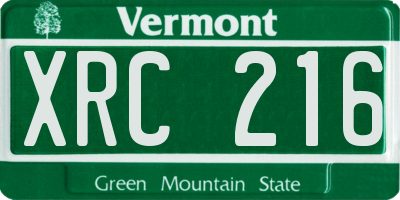 VT license plate XRC216