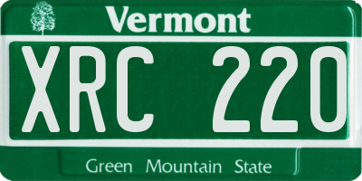 VT license plate XRC220